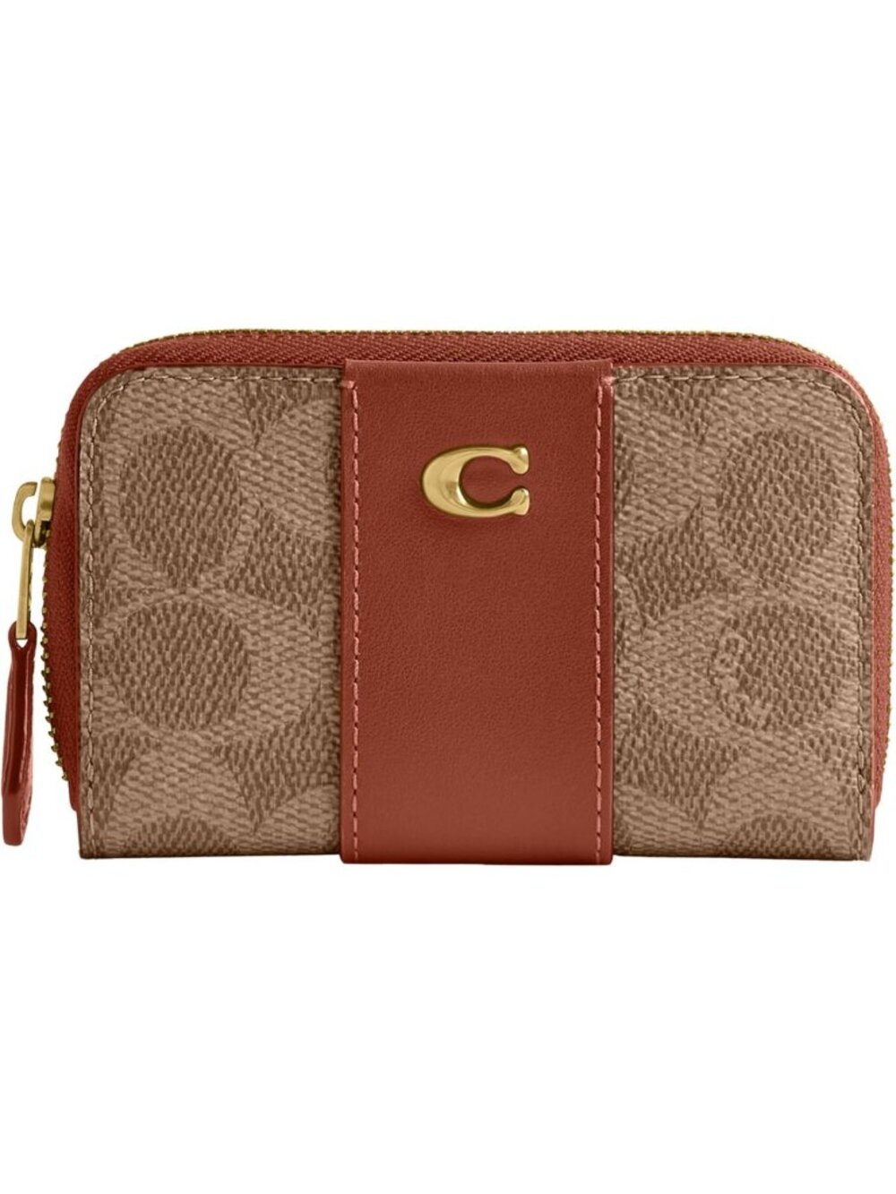 Essential Small Zip Around Card Case - Tan Caramel, Compact Wallet for Women
